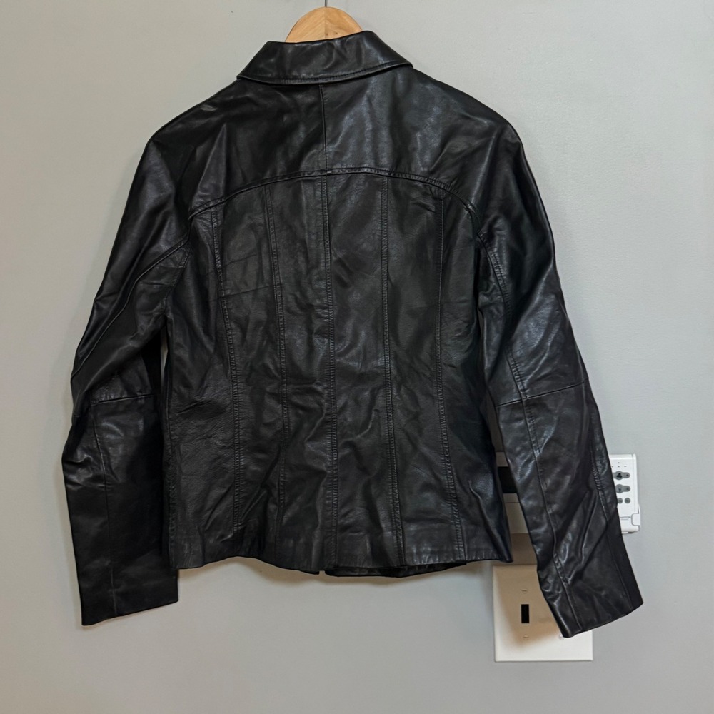 Wilson Leather Maxima Black Genuine Leather Jacket Zip Front Women's M - Picture 2 of 7